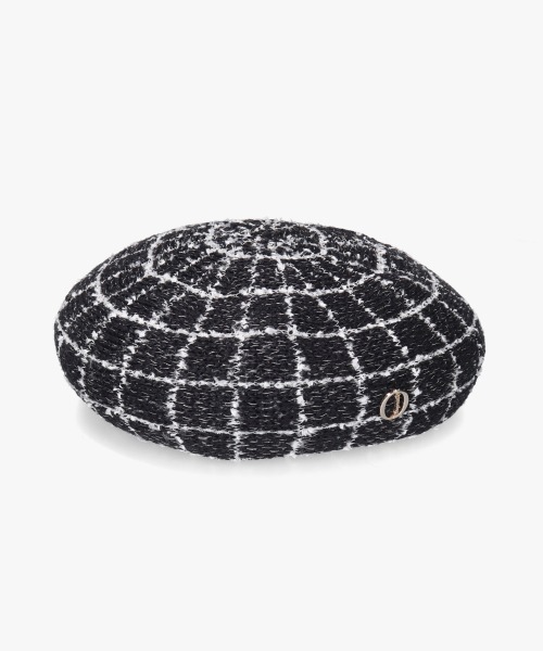 Chapeau d' O(シャポードオー)の「Chapeau d' O TM Check Tweed Beret / シャポードオー(ハンチング/ベレー帽・レディース・ブラック/ブルー/ホワイト・M/57.5cm)」の21枚目の写真