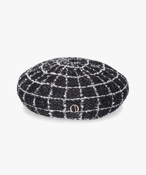 Chapeau d' O(シャポードオー)の「Chapeau d' O TM Check Tweed Beret / シャポードオー(ハンチング/ベレー帽・レディース・ブラック/ブルー/ホワイト・M/57.5cm)」の22枚目の写真