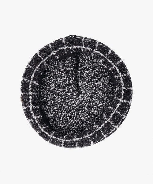 Chapeau d' O(シャポードオー)の「Chapeau d' O TM Check Tweed Beret / シャポードオー(ハンチング/ベレー帽・レディース・ブラック/ブルー/ホワイト・M/57.5cm)」の4枚目の写真