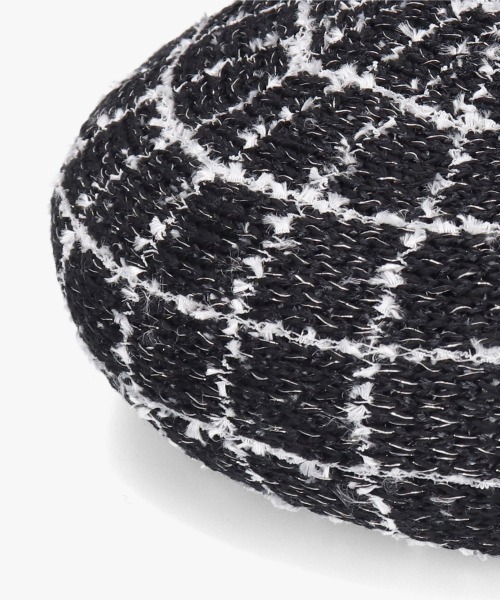 Chapeau d' O(シャポードオー)の「Chapeau d' O TM Check Tweed Beret / シャポードオー(ハンチング/ベレー帽・レディース・ブラック/ブルー/ホワイト・M/57.5cm)」の5枚目の写真