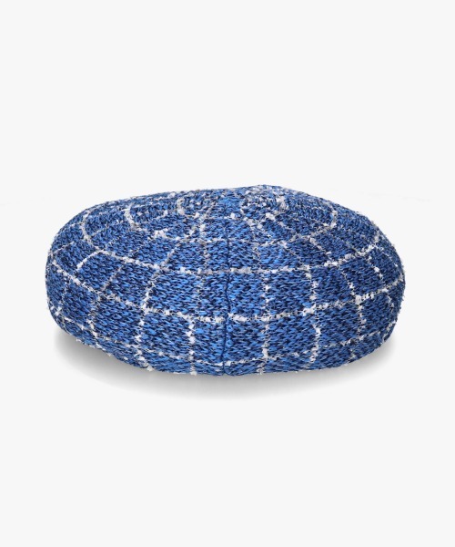 Chapeau d' O(シャポードオー)の「Chapeau d' O TM Check Tweed Beret / シャポードオー(ハンチング/ベレー帽・レディース・ブラック/ブルー/ホワイト・M/57.5cm)」の11枚目の写真