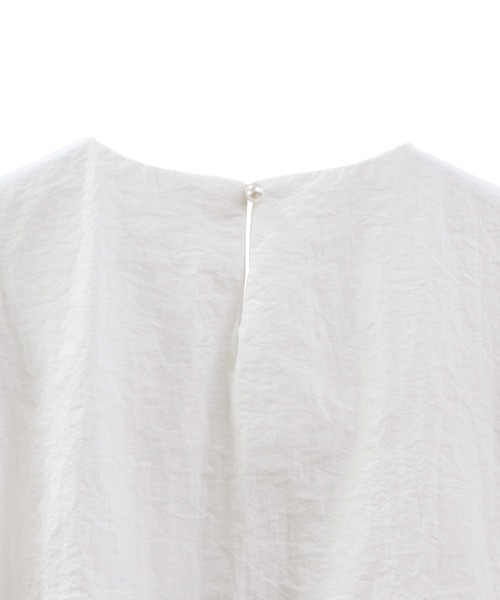 ISOOK（アイスー）の「ギャザースモックブラウス(comochi select) / フリルブラウス 袖フリル ティアードブラウス 半袖 クルーネック レッド ホワイト 赤 白（シャツ/ブラウス・レディース・レッド/ホワイト・FREE）」の18枚目の写真