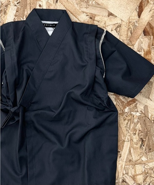 SHISKY（シスキー）の「【ICE FABRIC　接触冷感】　甚平　ジンベイ（浴衣・キッズ・ネイビー/ブラック/グレー系その他2/グレー系その他3/ブルー系その他2/ブラック系その他2/ブラック系その他3/チャコール/ブルー系その他/ブラック系その他/グレー系その他/ブルー系その他3・120/130/140/150/160/110）」の7枚目の写真