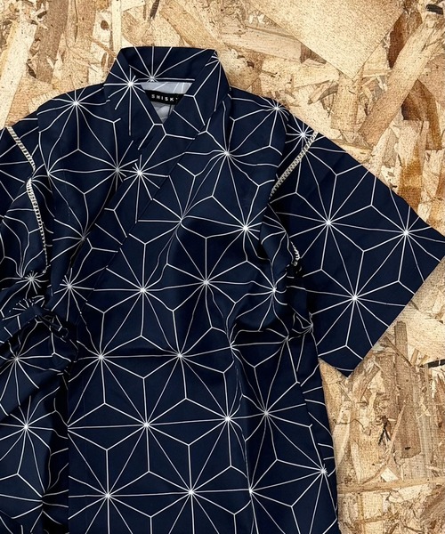 SHISKY（シスキー）の「【ICE FABRIC　接触冷感】　甚平　ジンベイ（浴衣・キッズ・ネイビー/ブラック/グレー系その他2/グレー系その他3/ブルー系その他2/ブラック系その他2/ブラック系その他3/チャコール/ブルー系その他/ブラック系その他/グレー系その他/ブルー系その他3・120/130/140/150/160/110）」の11枚目の写真