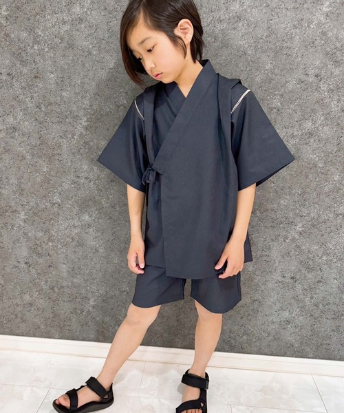 SHISKY（シスキー）の「【ICE FABRIC　接触冷感】　甚平　ジンベイ（浴衣・キッズ・ネイビー/ブラック/グレー系その他2/グレー系その他3/ブルー系その他2/ブラック系その他2/ブラック系その他3/チャコール/ブルー系その他/ブラック系その他/グレー系その他/ブルー系その他3・120/130/140/150/160/110）」の14枚目の写真