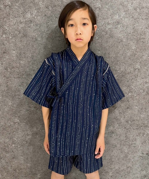 SHISKY（シスキー）の「【ICE FABRIC　接触冷感】　甚平　ジンベイ（浴衣・キッズ・ネイビー/ブラック/グレー系その他2/グレー系その他3/ブルー系その他2/ブラック系その他2/ブラック系その他3/チャコール/ブルー系その他/ブラック系その他/グレー系その他/ブルー系その他3・120/130/140/150/160/110）」の16枚目の写真