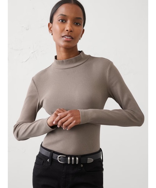 セール】BANANA REPUBLIC FACTORY STORE リブ モックネック トップ（T