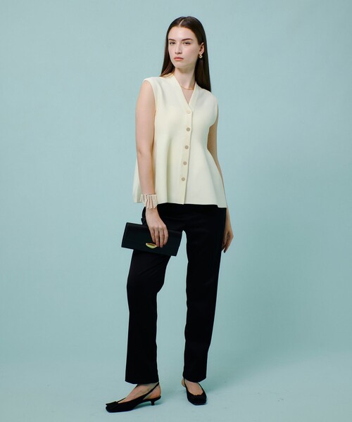 allureville（アルアバイル）の「ペプラムジレ（ベスト・レディース・オフホワイト/ネイビー/イエロー・2）」の6枚目の写真