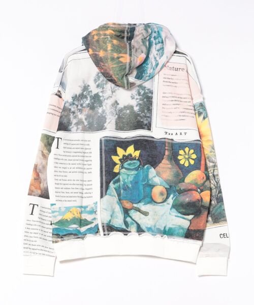 Desigual（デシグアル）の「ひまわり柄のフード付き アートコラージュフーディー（スウェット・メンズ・ホワイト・S/XL/M/L）」の2枚目の写真
