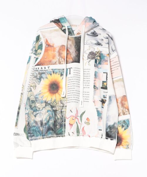 Desigual（デシグアル）の「ひまわり柄のフード付き アートコラージュフーディー（スウェット・メンズ・ホワイト・S/XL/M/L）」の4枚目の写真
