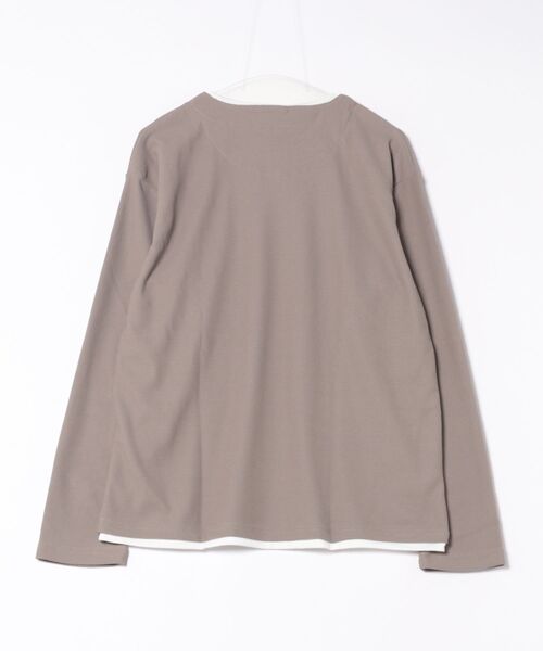 NAVY(ネイビー)の「NAVY 時短フェイクレイヤード ワッフルキーネック長袖Tシャツ(Tシャツ/カットソー・メンズ・ネイビー/ベージュ系/ライトグレー/ブラック・M/S/XL/L)」の14枚目の写真