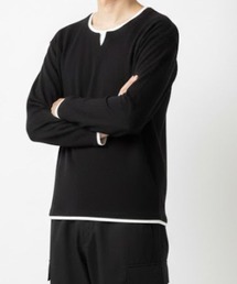 NAVY（ネイビー）の「NAVY 時短フェイクレイヤード ワッフルキーネック長袖Tシャツ（Tシャツ/カットソー）」