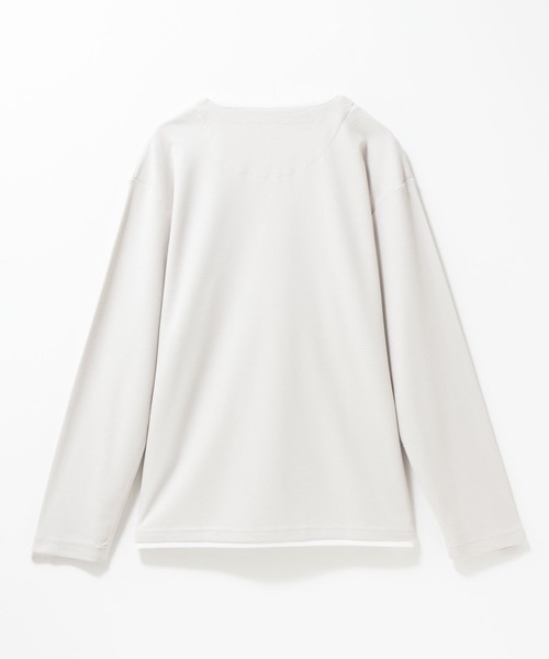 NAVY(ネイビー)の「NAVY 時短フェイクレイヤード ワッフルキーネック長袖Tシャツ(Tシャツ/カットソー・メンズ・ネイビー/ベージュ系/ライトグレー/ブラック・M/S/XL/L)」の6枚目の写真