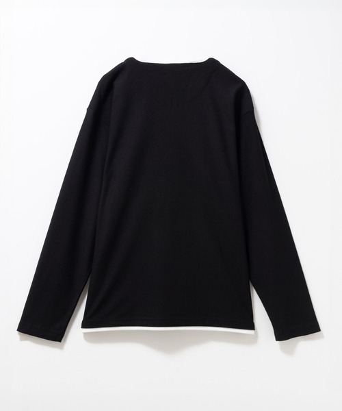 NAVY(ネイビー)の「NAVY 時短フェイクレイヤード ワッフルキーネック長袖Tシャツ(Tシャツ/カットソー・メンズ・ネイビー/ベージュ系/ライトグレー/ブラック・M/S/XL/L)」の8枚目の写真