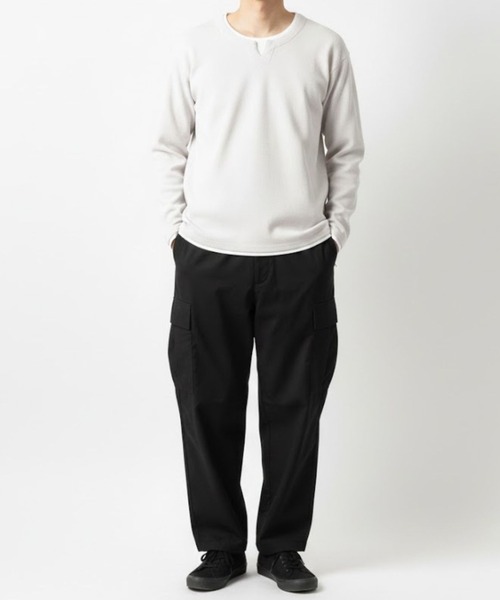 NAVY(ネイビー)の「NAVY 時短フェイクレイヤード ワッフルキーネック長袖Tシャツ(Tシャツ/カットソー・メンズ・ネイビー/ベージュ系/ライトグレー/ブラック・M/S/XL/L)」の19枚目の写真