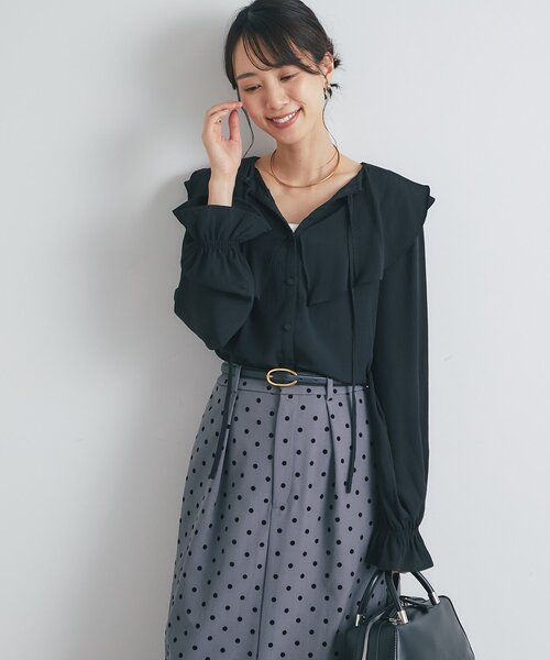 un dix cors(アンディコール)の「《大人フェミニンなムードに◎》フリルプルオーバーブラウス(シャツ/ブラウス・レディース・グリーン/ブラック/アイボリー・FREE)」の21枚目の写真