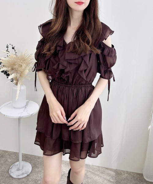 極美品♡ルネ♡肩フリル ワンピース 極美品♡ルネ♡肩フリル ワンピース