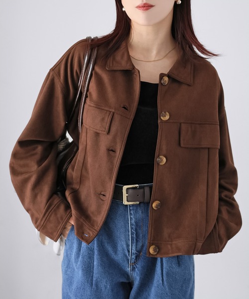 ブラウン スエード ショートジャケット セール】スエードショートジャケット（その他アウター）｜Riberry