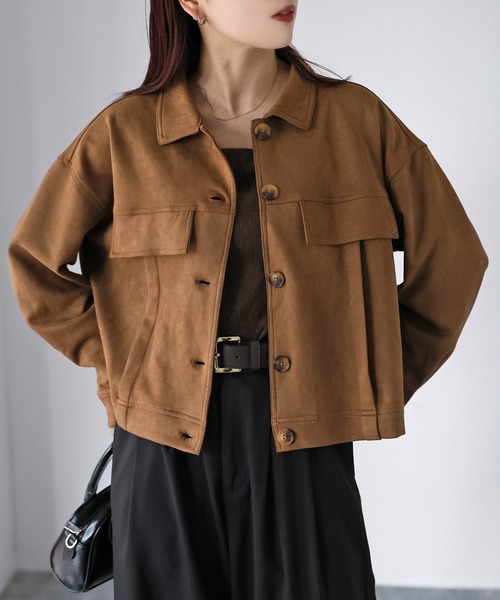 ブラウン スエード ショートジャケット セール】スエードショートジャケット（その他アウター）｜Riberry