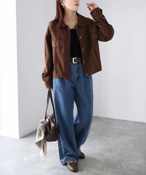 ブラウン スエード ショートジャケット セール】スエードショートジャケット（その他アウター）｜Riberry