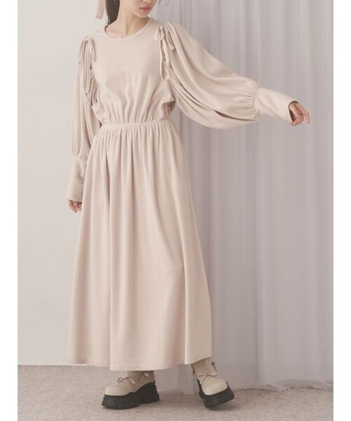 美品♡定価5.2万 ebure ダブルジョーゼットフロントギャザーワンピース 美品♡定価5.2万 ebure ダブルジョーゼットフロントギャザーワンピース