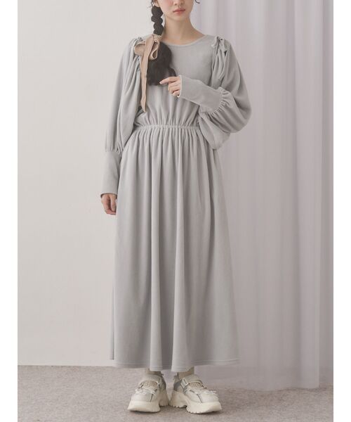 ギャザーギャザーフリースワンピース（ワンピース）｜merry jenny