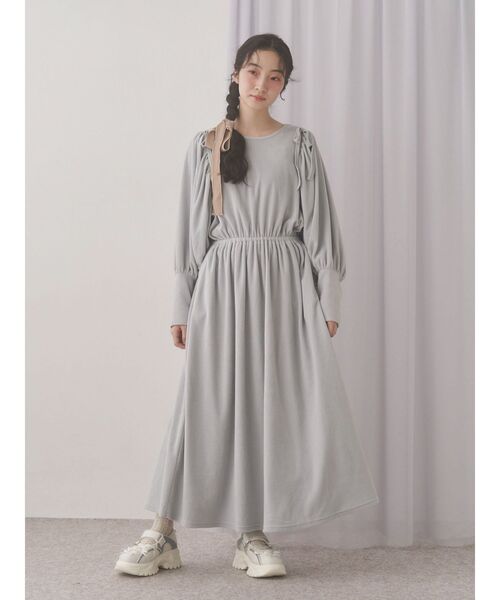 セール】ギャザーギャザーフリースワンピース（ワンピース）｜merry