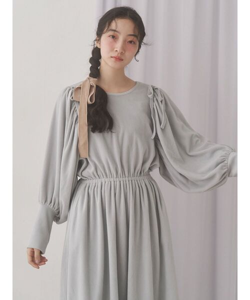 【mjページ】ワンピース サテンジョーゼット タックワンピース （ロング・マキシ丈ワンピース