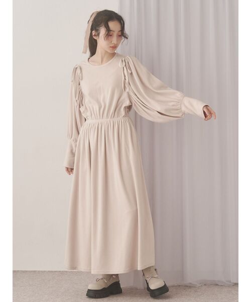 新品未使用　ジェニーギャルソン　ワンピース ギャザーギャザーフリースワンピース（ワンピース）｜merry jenny