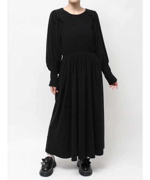 merry jenny（メリージェニー）の「ギャザーギャザーフリースワンピース（ワンピース・レディース・ライトブルー/ブラック/アイボリー・FREE）」の3枚目の写真