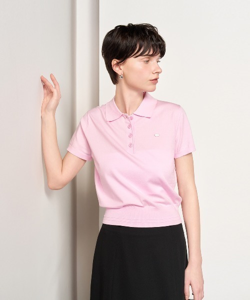 GENERAL IDEA(ジェネラルアイデア)の「GENERAL IDEA/ジェネラルアイディア tencel essential half collar knit ポロニットトップス(ポロシャツ・レディース・アイボリー/ネイビー/ピンク・S/M/L)」の1枚目の写真