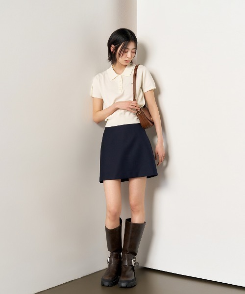 GENERAL IDEA(ジェネラルアイデア)の「GENERAL IDEA/ジェネラルアイディア tencel essential half collar knit ポロニットトップス(ポロシャツ・レディース・アイボリー/ネイビー/ピンク・S/M/L)」の5枚目の写真