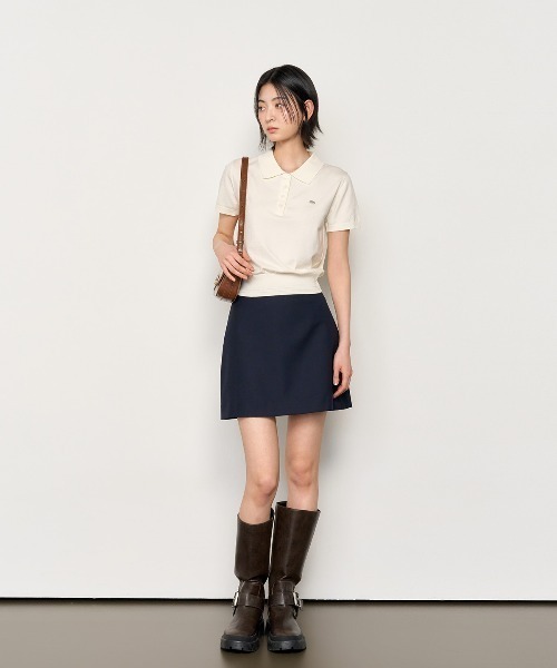 GENERAL IDEA(ジェネラルアイデア)の「GENERAL IDEA/ジェネラルアイディア tencel essential half collar knit ポロニットトップス(ポロシャツ・レディース・アイボリー/ネイビー/ピンク・S/M/L)」の7枚目の写真