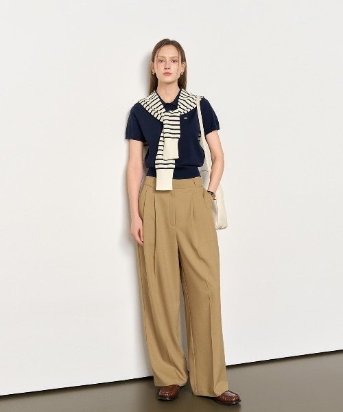 GENERAL IDEA(ジェネラルアイデア)の「GENERAL IDEA/ジェネラルアイディア tencel essential half collar knit ポロニットトップス(ポロシャツ・レディース・アイボリー/ネイビー/ピンク・S/M/L)」の12枚目の写真