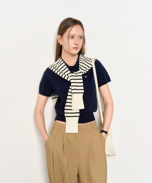 GENERAL IDEA(ジェネラルアイデア)の「GENERAL IDEA/ジェネラルアイディア tencel essential half collar knit ポロニットトップス(ポロシャツ・レディース・アイボリー/ネイビー/ピンク・S/M/L)」の11枚目の写真