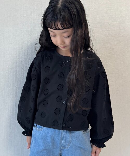 CIAOPANIC TYPY(チャオパニックティピー)の「【KIDS】【India】カットワークレースクロップド丈カーデ(シャツ/ブラウス・キッズ・ブラック/ホワイト・LARGE/MEDIUM/SMALL/XX-LARGE/X-LARGE)」の3枚目の写真