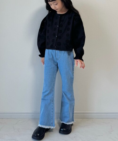 CIAOPANIC TYPY(チャオパニックティピー)の「【KIDS】【India】カットワークレースクロップド丈カーデ(シャツ/ブラウス・キッズ・ブラック/ホワイト・LARGE/MEDIUM/SMALL/XX-LARGE/X-LARGE)」の5枚目の写真