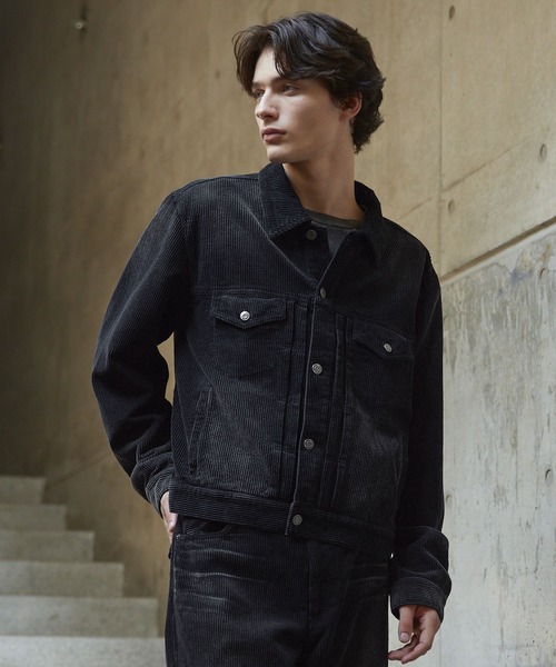 CLEL クレイル　アンティークデザインコーデュロイシャツジャケット　ブラックS CLEL】Antique Design Corduroy Shirt Jacket / アンティークデザイン
