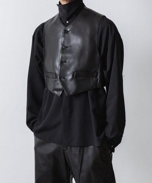 ato（アトウ）の「SYNTHETIC LEATHER VEST（ベスト・メンズ・ブラック・46/48）」の11枚目の写真