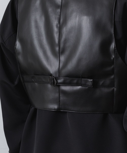 ato（アトウ）の「SYNTHETIC LEATHER VEST（ベスト・メンズ・ブラック・46/48）」の7枚目の写真