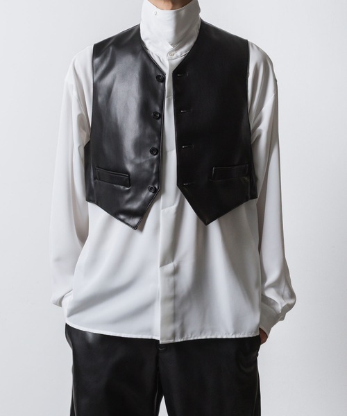 ato（アトウ）の「SYNTHETIC LEATHER VEST（ベスト・メンズ・ブラック・46/48）」の5枚目の写真