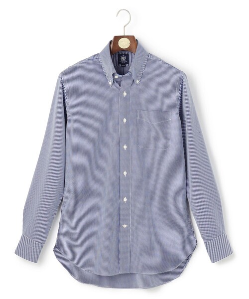 J.PRESS(ジェイプレス)の「【PREMIUM PLEATS / 形態安定】ギンガムチェック ドレスシャツ / B.D.(ビジネスシャツ・メンズ・ネイビー系3・首回り42cm-裄丈86cm/首回り41cm-裄丈85cm/首回り40cm-裄丈85cm/首回り39cm-裄丈84cm/首回り37cm-裄丈82cm/首回り38cm-裄丈84cm/首回り43cm-裄丈86cm)」の2枚目の写真