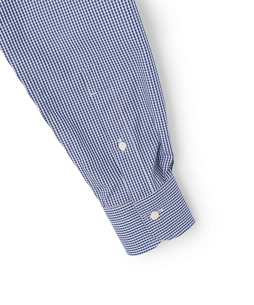 J.PRESS(ジェイプレス)の「【PREMIUM PLEATS / 形態安定】ギンガムチェック ドレスシャツ / B.D.(ビジネスシャツ・メンズ・ネイビー系3・首回り42cm-裄丈86cm/首回り41cm-裄丈85cm/首回り40cm-裄丈85cm/首回り39cm-裄丈84cm/首回り37cm-裄丈82cm/首回り38cm-裄丈84cm/首回り43cm-裄丈86cm)」の6枚目の写真
