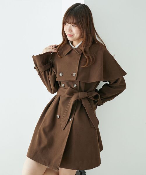 M me eme Shaggy belted coat ブラウン M me eme エムミーエメ Shaggy