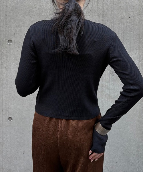 &g'aime(アンジェム)の「【&g'aime】Wジップリブカーディガン Double Zip Ribbed Cardigan(ニット/セーター・レディース・ブルー/グレイッシュベージュ/ブラック/ブラウン・FREE)」の19枚目の写真