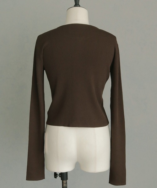 &g'aime(アンジェム)の「【&g'aime】Wジップリブカーディガン Double Zip Ribbed Cardigan(ニット/セーター・レディース・ブルー/グレイッシュベージュ/ブラック/ブラウン・FREE)」の12枚目の写真