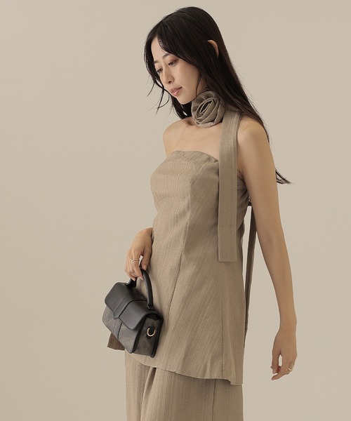 SUWDEE（スーディー）の「choker bustier peplum setup（セットアップ・レディース・ブラック/グレイッシュベージュ・M）」の15枚目の写真