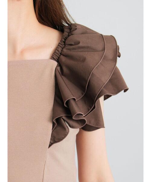 Te chichi（テチチ）の「ラッフルフリルドッキングトップス（Tシャツ/カットソー・レディース・ブラック/モカ・F）」の9枚目の写真