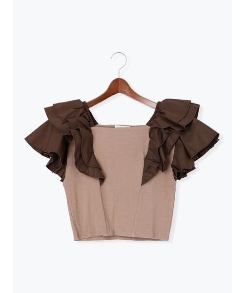 Te chichi（テチチ）の「ラッフルフリルドッキングトップス（Tシャツ/カットソー・レディース・ブラック/モカ・F）」の10枚目の写真