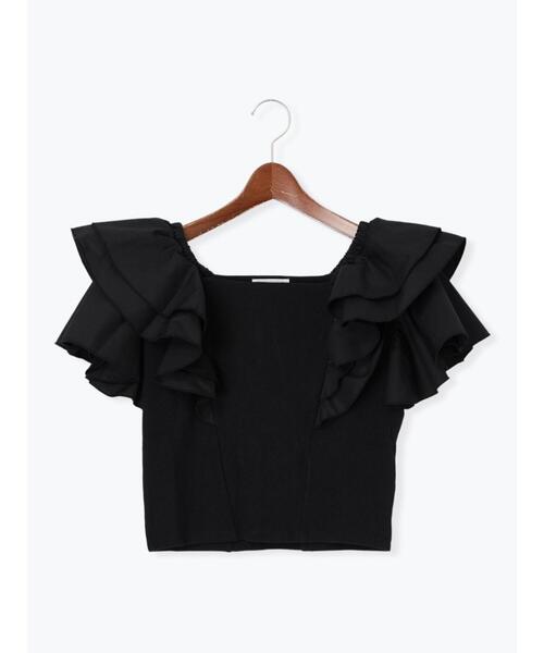 Te chichi（テチチ）の「ラッフルフリルドッキングトップス（Tシャツ/カットソー・レディース・ブラック/モカ・F）」の11枚目の写真